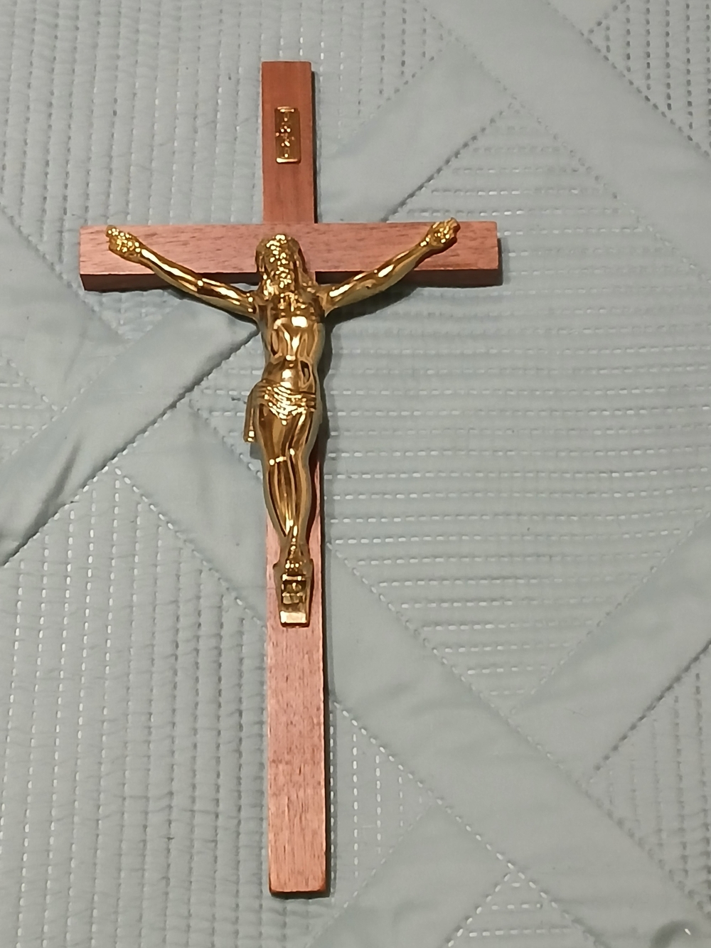 Gold and Wood Wall Crucifix - Religious Home Accent Large Chatholic